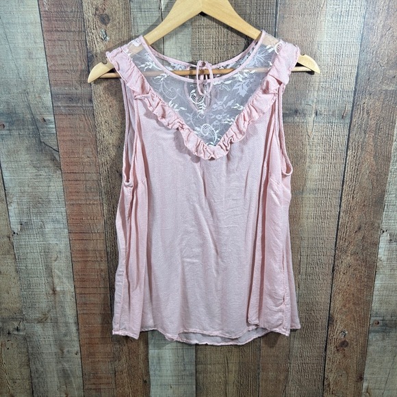 torrid Tops - Torrid Blush Pink Lace Tank Top 1X Plus Sleeveless Romantic Coquette Soft Girl